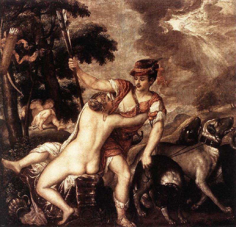 TIZIANO Vecellio Venus and Adonis  R Germany oil painting art